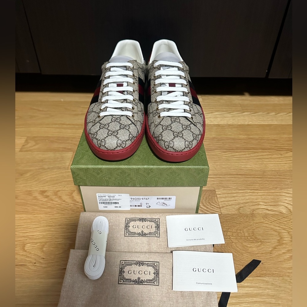 ‼️Sold‼️Authentic！Brand New！Gucci MEN'S ACE GG SUPREME SNEAKER UK9.5/US10/EU43.5